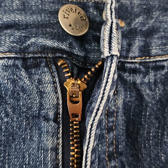 Riveted By Lee Denim Cotton High Waist Pencil Two Tone Midi Blue Jean Skirt - Picture 3 of 9